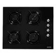 HAUSBERG Basic Style Black Package, Einbau-Elektrobackofen HB8052, Klasse A, 71L, 2000W, Schwarz/Edelstahl, Einbaukochfeld HB563NG, 4 Brenner, Gas, Glas, Schwarz, Integrierte Teleskophaube HB1285NG, Absorptionsleistung 420 m3/h, 2 Motoren