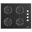 Hausberg Einbaubackofen-Paket HB-8051IN, Elektro, 2000 W, 76 l, 4 Funktionen, Kochfeld HB-567NG, Elektrozündung, Gas, 4 Brenner, Sicherheitssystem, Gusseisen, Glas, Teleskophaube HB-1285NG, 420 m3/h, 2 Motoren, 60 cm, Klasse A, Schwarz