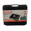 Ertone ERT-MN232 Tragbarer 2-in-1-Campingkocher, Für Sprüh- und Standardflaschen, 2,2 kW, Piezozündung, Schwarz