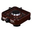 Emaillierter Mini-Gaskocher, Ertone MN206M, 1 Brenner, automatische Zündung, braun