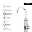 Robinet de cuisine électrique instantané HAUSBERG HB-F5010, 3600 W, affichage de la température par LED, montage sur évier, acier inoxydable