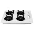 Plaque de cuisson encastrable Hausberg HB-563AB, gaz, 4 feux, allumage électrique, blanc