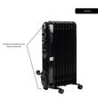 Elektrischer Ölheizer HAUSBERG HB-8915, 3 Geschwindigkeiten, 800-1200-2000 W, 9 Elemente 110 mm x 580 mm, regelbarer Thermostat, Griff und Räder für einfaches Bewegen, Betriebslichtanzeige, schwarz
