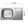 Sanitec C403S Küchenspüle, für Arbeitsplatte, satiniert, Becken links, 76x43,5cm, Edelstahl