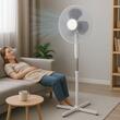 Ventilateur sur pied HAUSBERG XB-110, 55 W, 16 pouces, 3 vitesses, oscillation, hauteur réglable, blanc