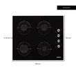 Einbaupaket HAUSBERG Elektrobackofen HB-8051IN, 2000 W, 76 l, 4 Funktionen, Klasse A, Kochfeld HB-567NG, Gas, 4 Brenner, GAS-Sicherheitssystem, Gusseisengrill, Glasmaterial, Schwarz/Edelstahl