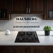 Einbaupaket HAUSBERG Elektrobackofen HB-8051IN, 2000 W, 76 l, 4 Funktionen, Klasse A, Kochfeld HB-567NG, Gas, 4 Brenner, GAS-Sicherheitssystem, Gusseisengrill, Glasmaterial, Schwarz/Edelstahl