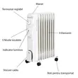 Electric heater Hausberg HB-8910AB, 2000 W, 9 elements, 3 power levels, adjustable thermostat, White