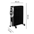 Hausberg HB-8920NG Elektroheizung, 2500 W, 11 Elemente, 3 Leistungsstufen, regelbarer Thermostat, Schwarz
