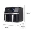 HAUSBERG HB-2373NG double hot air fryer, 2200-2400W, 8.4L capacity, adjustable thermostat with LED display, individual digital control, 14 preset programs, 60 min timer, cooling fan, Black