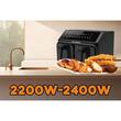 HAUSBERG HB-2375 hot air double fryer, 2200-2400W, 8 liters, Timer, 8 cooking programs, 200C, Black