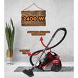 Odkurzacz bezworkowy Hausberg HB-2820RS, 2400 W, 4,5 litra, 85 dB, filtr zmywalny, system multicyklonowy, czarno-czerwony