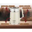 HAUSBERG HB-3619BEJ Wasserkocher, 1800 W, 2 l Fassungsvermögen, Trockengehschutz, Automatische Abschaltung, Edelstahl, Glas + Kunststoff, Beige
