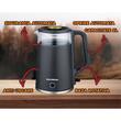 HAUSBERG HB-3619NG Wasserkocher, 1800 W, 2 l Fassungsvermögen, Trockengehschutz, automatische Abschaltung, Edelstahlmaterial, Glas + Kunststoff Schwarz