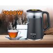 HAUSBERG HB-3619NG Wasserkocher, 1800 W, 2 l Fassungsvermögen, Trockengehschutz, automatische Abschaltung, Edelstahlmaterial, Glas + Kunststoff Schwarz