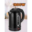 HAUSBERG HB-3621NG Wasserkocher, 1800 W, 1,8 Liter, Edelstahl-Wassertank, Abkochautomatik, 360-Grad-Drehung, Überhitzungsschutz, abnehmbarer Boden, schwarz