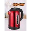 HAUSBERG HB-3621RS Wasserkocher, 1800 W, 1,8 Liter, Edelstahl-Wassertank, automatische Abschaltung beim Kochen, 360 Grad Drehung, Überhitzungsschutz, abnehmbarer Boden, rot