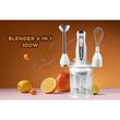 Blender 4 in 1, Hausberg HB-7666AB, 2 speeds, copper motor, stainless steel blade, 350W, White