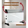 Convecteur électrique HAUSBERG HB-8206, 3 niveaux de puissance 750/1250/2000 W, thermostat réglable, protection contre la surchauffe, voyant lumineux, blanc