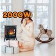 Portable electric fireplace with fan Hausberg HB-8218NG, 2000W, 2 heating levels, LED clapper effect, adjustable brightness, thermostatic control, heating up to 30m2, Black