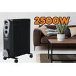 Hausberg HB-8913NG Elektroheizung, 2500 W, 13 Elemente, 3 Leistungsstufen, Einstellbarer Thermostat, Überhitzungsschutz, Kippschutz, Kontrollleuchte, Schwarz