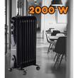Elektrischer Ölheizer HAUSBERG HB-8915, 3 Geschwindigkeiten, 800-1200-2000 W, 9 Elemente 110 mm x 580 mm, regelbarer Thermostat, Griff und Räder für einfaches Bewegen, Betriebslichtanzeige, schwarz