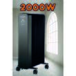 Hausberg HB-8950NG Digitaler Elektroheizer mit Fernbedienung, 2000 W, 9 Elemente, 3 Einstellungen, elektronischer Thermostat, Überhitzungsschutz, Kippschutz, Schwarz