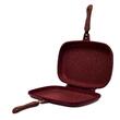 Hausberg HB-H1540MR Doppel-Grillpfanne, antihaftbeschichtet, 36 cm, Marmor, Braun