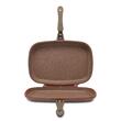 Hausberg HB-H1540PO Doppel-Grillpfanne, antihaftbeschichtet, 36 cm, Marmor, Orange