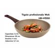 Profi Wok HAUSBERG HB-H1550, 28cm, 3,2L, gepresster Aluminium-Granitstein, beige