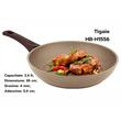HAUSBERG HB-H1556 Bratpfanne, 26cm, 2,4L, Aluminium gepresst, Granitstein, beige