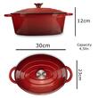 Emaillierter Gusseisentopf mit Deckel HAUSBERG HB-H750, Fassungsvermögen 4,5L, Durchmesser 30x23 cm, Tiefe 12 cm, Antihaftbeschichtung, Rot