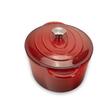 Emaillierter Gusseisentopf mit Deckel HAUSBERG HB-H750, Fassungsvermögen 4,5L, Durchmesser 30x23 cm, Tiefe 12 cm, Antihaftbeschichtung, Rot
