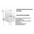 Hausberg HB-0070 Durchlauferhitzer, max. Leistung 7500 W 220 V, 9000 W 240 V, Druck 4–6 bar, Durchflussrate 3 l/min, Isolationsstufe IPX1