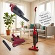 2-in-1-Bürstenstaubsauger HAUSBERG HB-2025RS, beutellos, Trockensaugen, Hepa-Filter, 0,5 L, 600-800W, Rot-Weiß