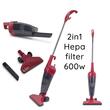 2-in-1-Bürstenstaubsauger HAUSBERG HB-2025RS, beutellos, Trockensaugen, Hepa-Filter, 0,5 L, 600-800W, Rot-Weiß