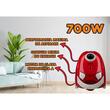 Staubsauger mit Stoffbeutel Hausberg HB2080RS, 700 W, Fassungsvermögen 1,5 l, Rot/Grau
