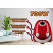 Staubsauger mit Stoffbeutel Hausberg HB2080RS, 700 W, Fassungsvermögen 1,5 l, Rot/Grau