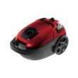 Aspirator cu sac Hausberg HB-2815RS, 2200 W, sac panza, capacitate sac 3 L, Negru/Rosu
