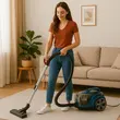 Bagless vacuum cleaner HAUSBERG HB-2821BL, 2400W, multicyclone, dry suction, capacity 3 liters, HEPA filter, speed control, automatic cable rewinder, Blue-Black