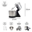 HAUSBERG HB-3551NG Bowl Mixer, 7 speeds, 250W power, 2L STAINLESS STEEL BOWL, Black