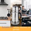 Digitaler Teekocher HAUSBERG HB-3640IN, 1500W, 1,7L Tasse, 1L Wasserkocher, Edelstahlblende mit Digitalanzeige, Thermostat, Inox