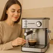 HAUSBERG HB3725 Kaffeemaschine, gemahlener Kaffee, 15 bar, 850-1000 W, grau mit schwarz