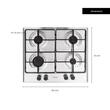 Hausberg HB-8051IN Einbaubackofen-Paket, Elektro, 76 l, 4 Funktionen, Klasse A + Hausberg HB-555 Einbaukochfeld, 4 Brenner, Gas, Edelstahl + Hausberg HB-1260 Dekorative Einbauhaube, 400 m3/h, 1 Motor, 60 cm, Edelstahl