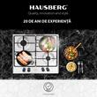 Einbaukochfeld Hausberg HB-555, elektrische Zündung, Gas, 4 Brenner, Sicherheitssystem, Edelstahl