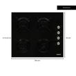 Einbaubackofen-Paket Hausberg HB-8051IN, Elektro, Leistung 2000 W, 76 l, 4 Funktionen, Klasse A, Schwarz/Edelstahl, Einbaukochfeld Hausberg HB-563, Gas, 4 Brenner, Schwarz