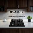Einbaubackofen-Paket Hausberg HB-8051IN, Elektro, Leistung 2000 W, 76 l, 4 Funktionen, Klasse A, Schwarz/Edelstahl, Einbaukochfeld Hausberg HB-563, Gas, 4 Brenner, Schwarz