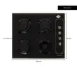 Hausberg HB-575RST Einbaukochfeld Rustica, 4 Brenner, Gas, 60 cm, Schwarz