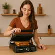 Hausberg HB633RS Elektrogrill, 2000-2200 W, Antihaftplatten, Grillfläche 30x24,5 cm, Thermostat, Rot