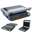 Sandwichmaker 2 in 1 HAUSBERG HB-635, Leistung 2200 W, Sandwich- und Grillplatten, Antihaftbeschichtet, Digitaler Touchscreen, 7 verschiedene Kochprogramme, Farbe Blau/Grau